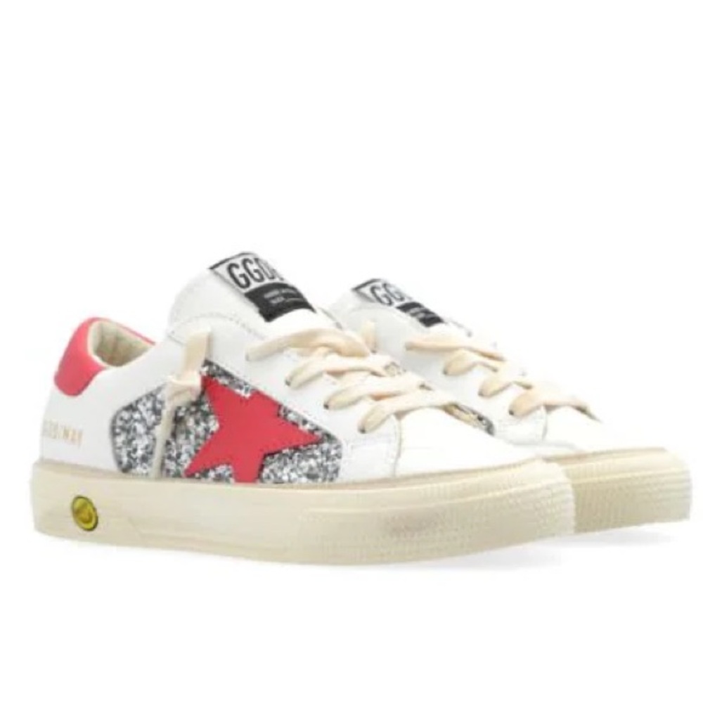 GOLDEN GOOSE May Red/Silver Sparkle Sneakers BRAND NEW